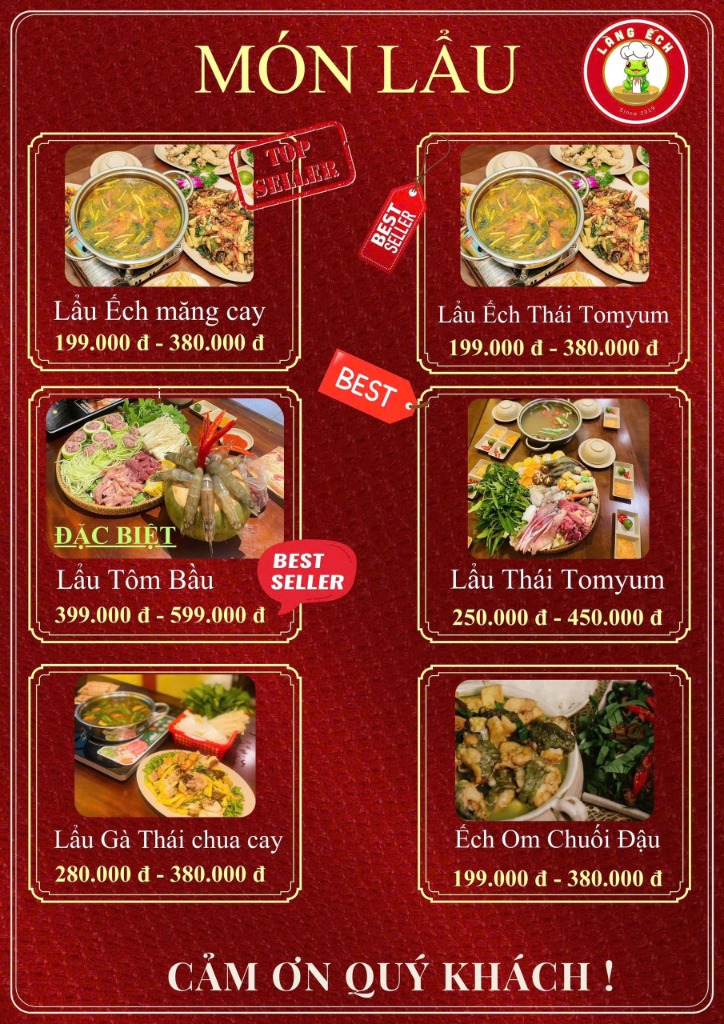 Thực đơn món lẩu