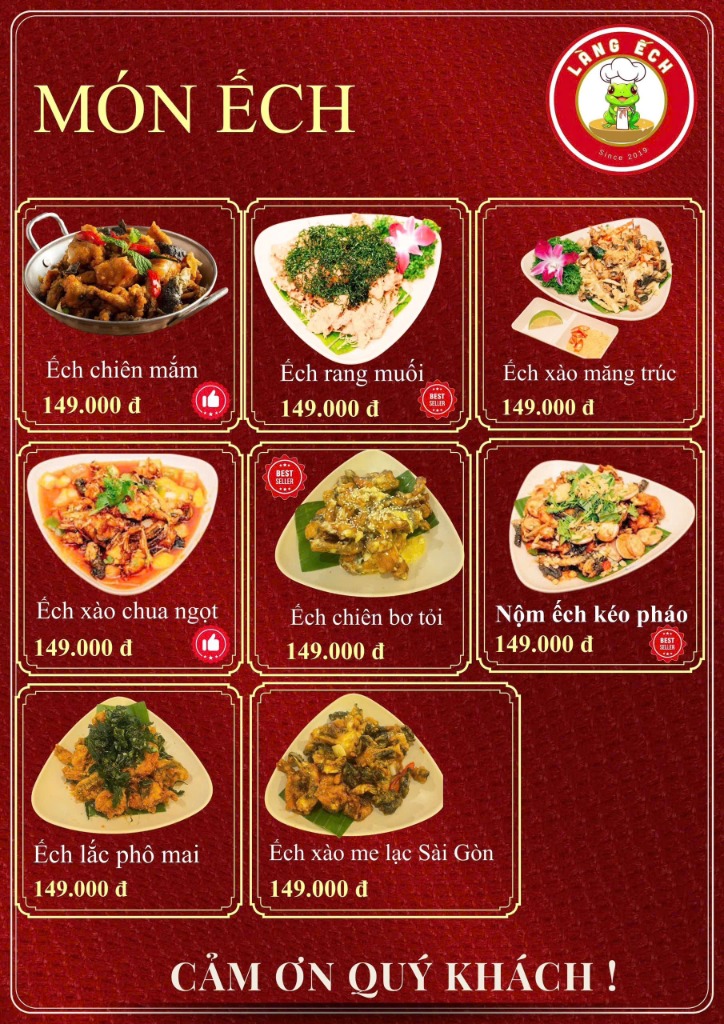 Thực đơn món ếch